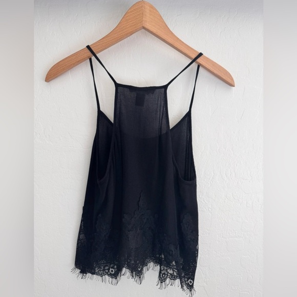 Forever 21 Black Sheer Lace Hem Tank Top Size S - Picture 5 of 6